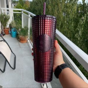 Starbucks Purple Grid Plastic Cold Cup - 24 fl oz
